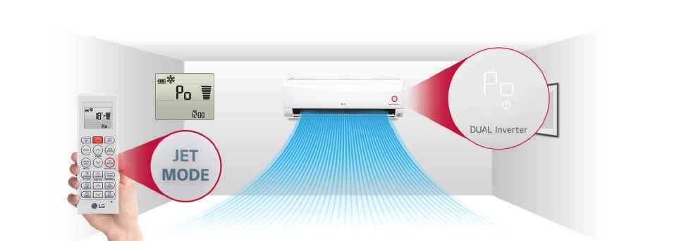 REZIDENČNÍ Rychlé vychlazení Klimatizační jednotky LG zaručují optimalizovaný proud vzduchu o vysoké rychlosti, který dokáže rychleji chladit