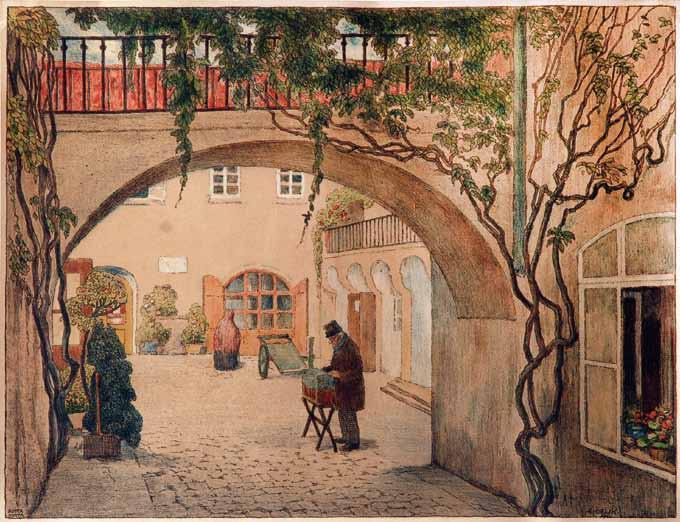 13 13 Emil Orlík (1870 1932) Vlašská ulice litografie, 32 x 42 cm, sign PD E.