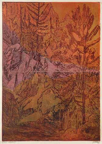 170 Josef Váchal (1884 1969) Zimní nálada (Šumava umírajcí a romantická) dřevoryt, 1929, 48 x 39 cm, sign.