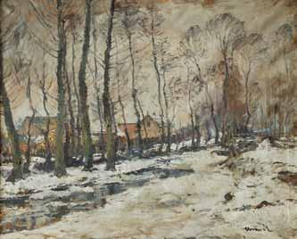 207 František Charvát (1885 1947) Zimní potok olej, plátno, 66 x 80 cm, sign. PD Charvát, rám, na rámu drobné poškození.