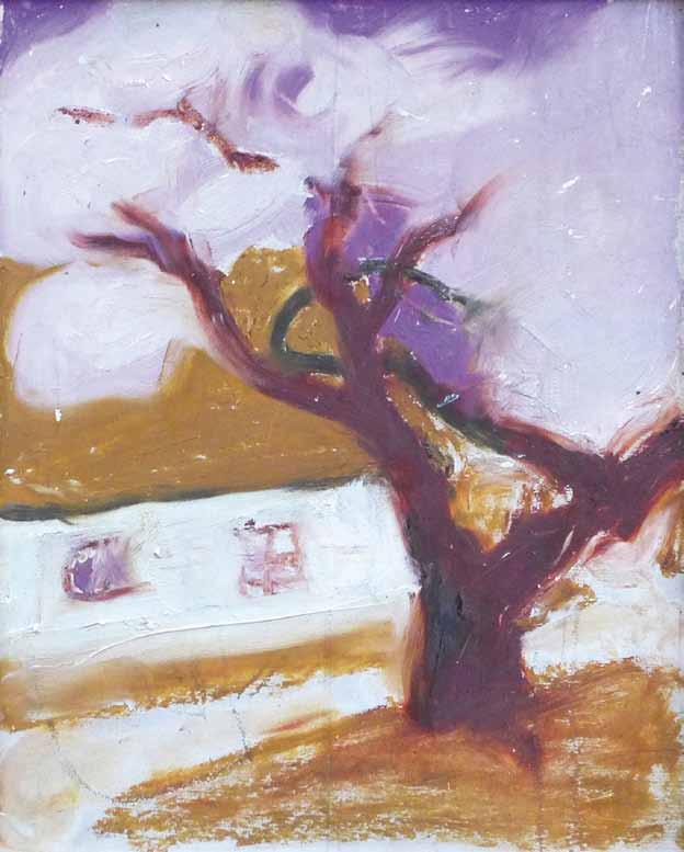 15 15 Vojtěch Preissig (1873 1944) Kvetoucí strom olej, lepenka, 24 x 19 cm, rám, olejová studie na kartonu, vytvořená kolem roku 1905.