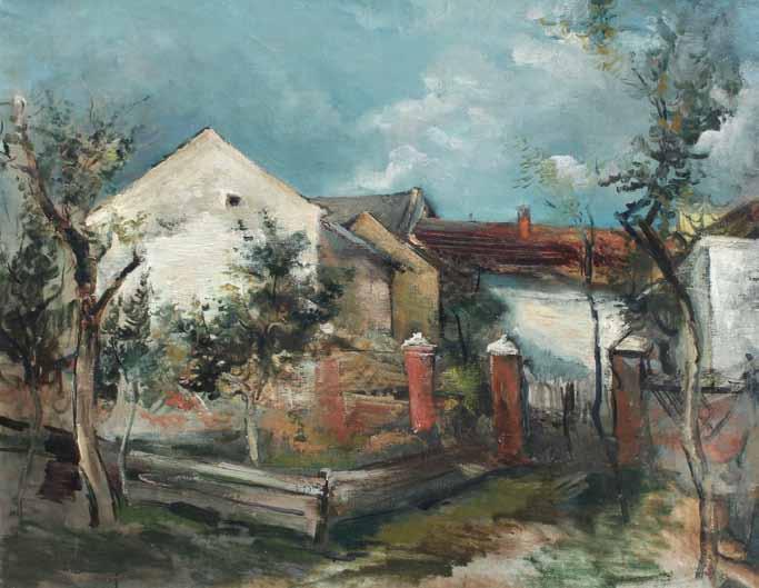 220 220 Jindřich Lenhart Vesnické stavení olej, plátno, 65 x 82,5 cm, sign. vzadu J.