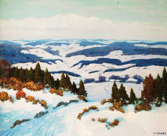 233 233 Karel Schadt (1888 1955) Zimní krajina olej, plátno, 93,5 x 114 cm, sign. PD K. Schadt, rám, malíř, krajinář, žák prof. A.