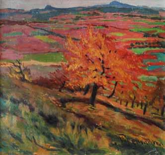 241 Josef Pitrmann (1894 1918) Krajina olej, karton, 50 x 53 cm, rám PROVENIENCE: Antikvariát Dlážděná