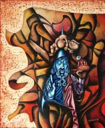 dřevo, 1992, 39,3 x 35 cm, sign. PD M.