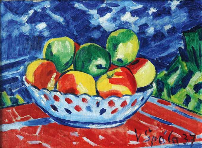 19 19 19 19 19 Václav Špála (1885 1946) Zátiší s jablky a hruškami olej, plátno, 1937, 31 x 40 cm, sign.