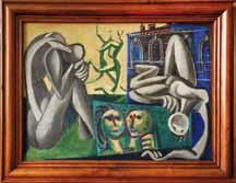 35 Jan Kotík (1916 2002) Příběhy olej na plátně, 1939, 80 x 110 cm, rám, osobnost malíře Jana Kotíka je charakteristická v poli českého výtvarného umění svoji nezařaditelností.