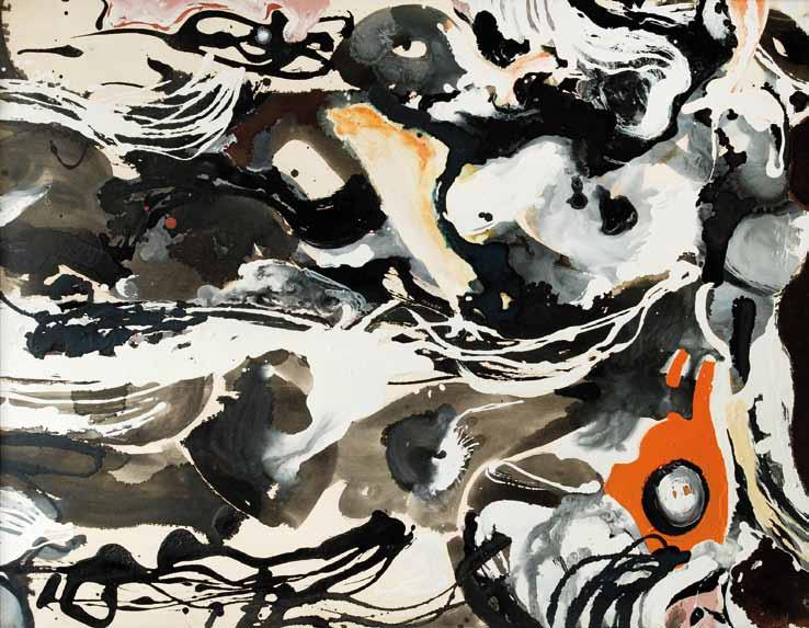 52 52 Andrej Bělocvětov (1923 1997) Předjaří akryl, papír, 1966-67, 90 x 70 cm, rám, malíř Andrej Bělocvětov prokázal svůj talent již v brzkém mládí.