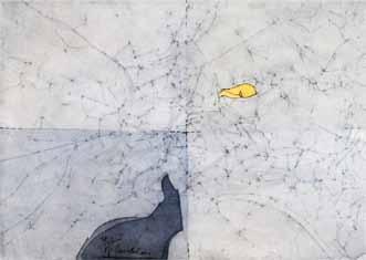 53 55 54 Ladislav Novák (1925 1999) Slunce zatím nezapadlo froasáž, 1975, 35 x 25 cm, monogr.