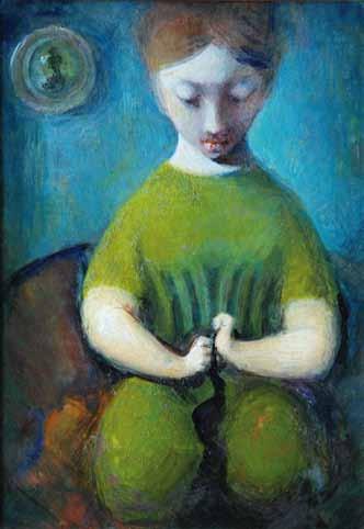 67 66 66 Ludmila Jiřincová (1912 1994) Dívka olej, papír, 29 x 19,5 cm, sign. PD Jiřincová, rám, žákyně prof. T. F.