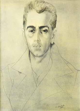 70 Ota Janeček (1919 1996) Portrét Vlastimila Brodského uhel, pastel, papír, 1956, 50,5 x 37 cm, sign.