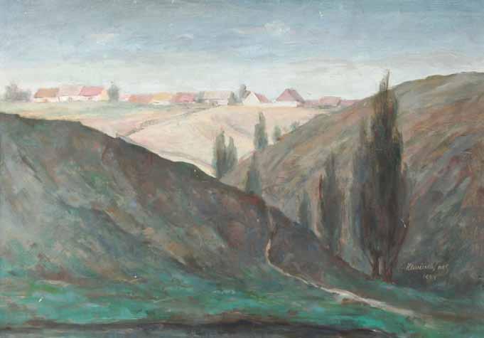 75 75 Robert Hliněnský (1908 1979) Krajina olej, sololit, 1944, 31 x 45 cm, sign. PD Hliněnský Rob.