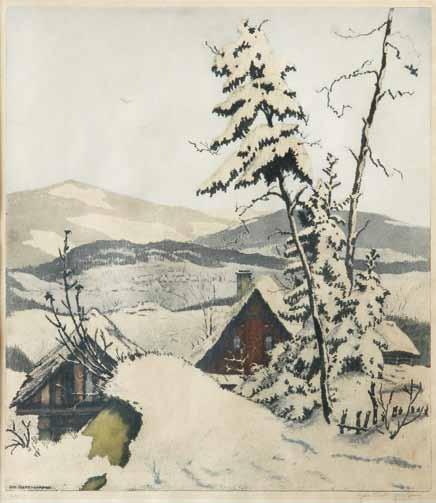 1 Jaromír Stretti - Zamponi (1822 1959) Chalupy měkký kryt, 39 x 33 cm, sign. PD Jar.