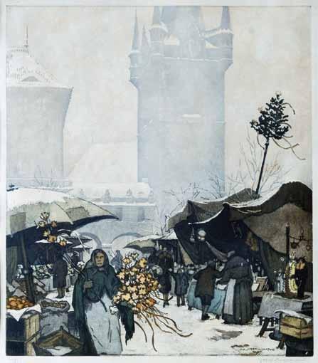 3 Jaromír Stretti - Zamponi (1822 1959) Staroměstské náměstí měkký kryt, 39,5 x 34 cm,
