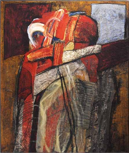 116 Arnošt Chabera (1951) Setkání olej, kombinovaná technika, plátno, 2001, 99 x 80 cm, vzadu popsáno autorem, studoval na AVU v Praze u profesora Jana