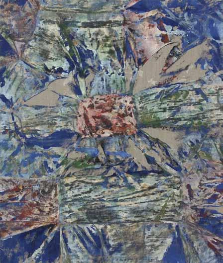 124 Xénia Hoffmeisterová (1958) Vetřelci akryl, plátno, 2016, 100 x 100 cm, vzadu monogr. X. H., malba Xénie Hoffmeistrové se pohybuje od humorného glosování všedních zážitků, přes vyprávění sarkastických příběhů a fantazijních scén až k temným apokalyptickým vizím.