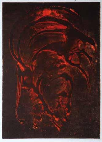 132 Vladimír Boudník (1924 1968) Bez názvu (Ulita, Pravěké živly) strukturální grafika, 1967, 49 x 34,5 cm, sign. PD Vladimír Boudník 1967, rám, č.