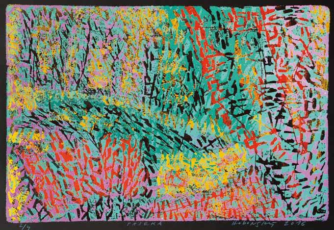 137 137 František Hodonský (1945) Paseka dřevořez, papír, 2016, 60,5 x 90 cm, sign. PD Hodonský 2016, č. 2/4, žák prof. V.