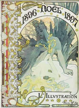 150 Alfons Mucha (1860 1939) Noel 1896-1897 litografie, 42 x 30,5 cm, značeno na kameni PD Mucha 896, rám, č. 2/50, v soupisu Academy Editions č. R 8.