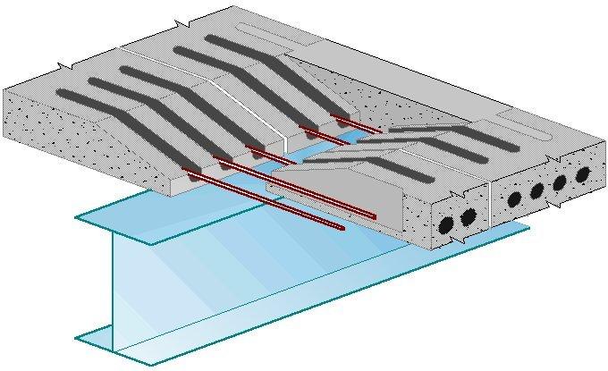 Ocelové nosníky nesoucí betonové prefabrikáty