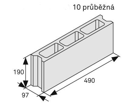 Příčkové zdivo - betonové Výrobní rozměry t/d/v (mm) BST 10 nenosná - B