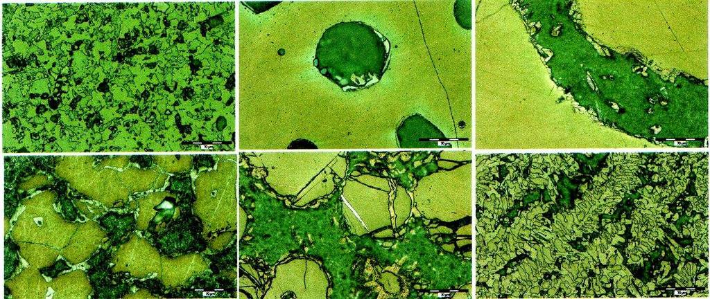 Vzorek 200 C/ 56 dní 400 C / 22 dní 600 C / 7 dní 14. 16. Obr. 3 Mikrostruktura slitin Cu In Sn. Fig. 3 Microstructure of Cu In Sn alloys. 4. DISKUSE Z našich pozorování a měření vyplynuly následující poznatky: Vzorek 6 (Cu82In2Sn16).