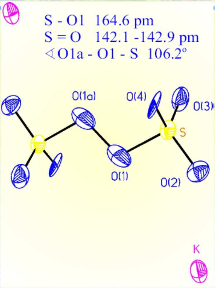 Síra sloučeniny - peroxokyseliny H 2 S 2 O 8 kyselina peroxodisírová - hygroskopická krystalická látka (t. tání 65 o C).