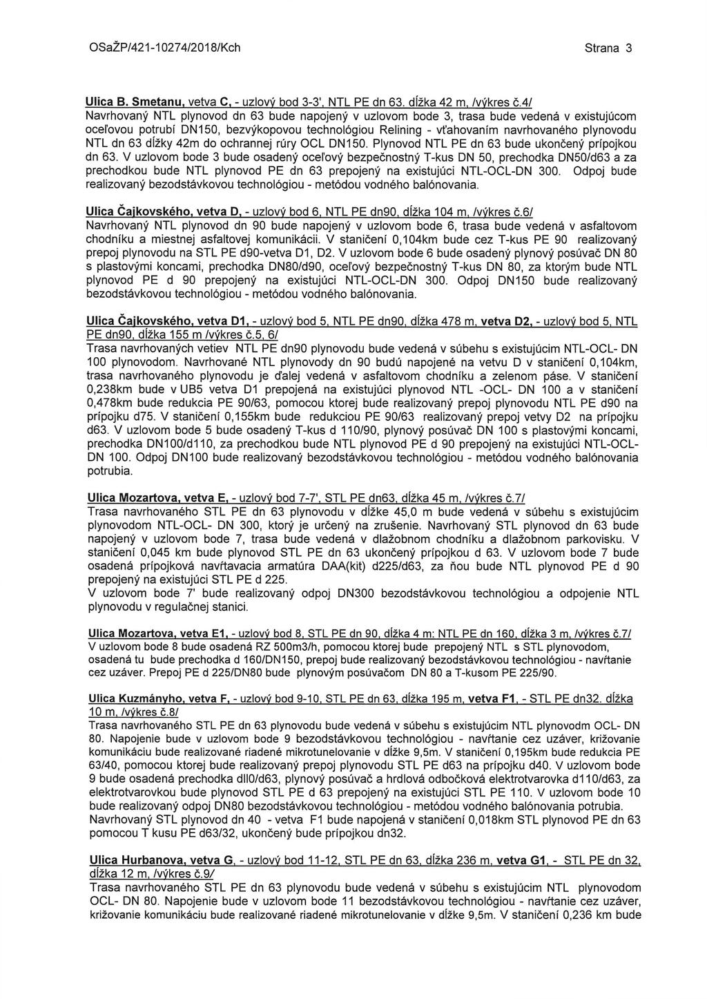 OSaŽP/421-10274/2018/Kch Strana 3 Ulica B. Smetanu, vetva C, - uzlový bod 3-3', NTL PE dn 63. dĺžka 42 m, /výkres č.