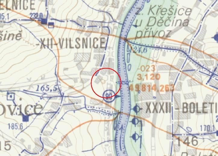 14: Výřez z hydrologické mapy sousedním pozemku nachází vrt, který ale nyní není ve významnějším rozsahu využíván. C.1.3.2. Povrchové vody C.1.3.2.1. Hydrografie Zájmové území se nachází v těsné blízkosti Labe, v jehož povodí se nachází (1-14-02-023).