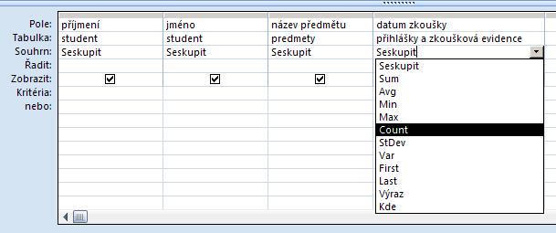 To znamená, že se ve výsledku dotazu (v zobrazení datového listu) záznamy uspořádají