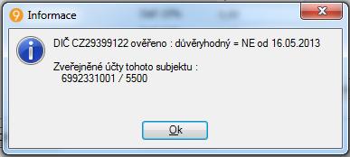 V ní je uvedeno datum a čas posledního ověření důvěryhodnosti plátce. Pokud poznámka s tímto kódem pro daný subjekt již existovala, nezakládá se nová, ale je aktualizován obsah existující poznámky.