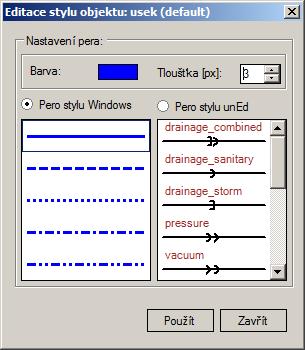 1.4.2.2 Editace stylu objektu typu čára (LINE) Obr. 11 Dialogové okno Editace stylu objektu typu čára (line) Nastavení stylu objektu typu čára (line): V dialogovém okně (viz Obr.