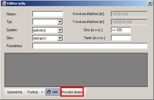 1.10.9.4 Výběr dat v editačních oknech funkcí QBE V dialogových oknech Editor uzlu / Editor úseku / Editor povodí / Editor čerpání (čerpadla) / Editor přelivu (viz Obr. 17, Obr. 18, Obr.