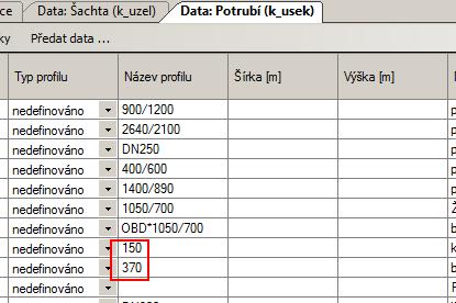 1.10.11 Profily 1.10.11.1 Přiřazení profilu k úseku Profil se definuje o Po importu velikosti profilu (viz kap. 1.9.2.7, kap. 1.9.2.8, kap. 1.9.3.