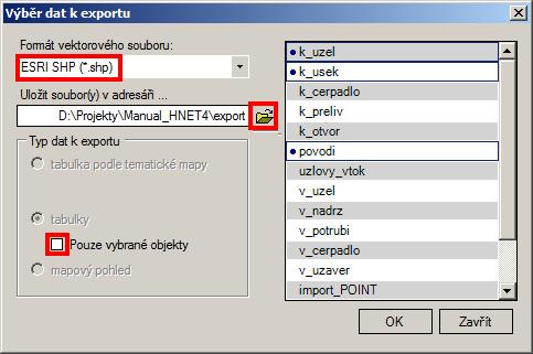 1.12 Export dat 1.12.1 Export do vektorového souboru *.