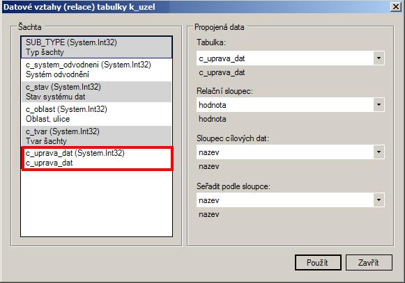Obr. 59 Ukázka definice nového datového vztahu Po nadefinování datového vztahu se
