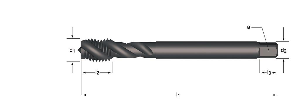 E383 E383 MF strojní závitník, šroubovice 40 E383 E383 M6 - M20 l 1 l 2 d 2 l 3 P Ø a E383 MF mm mm mm mm mm mm z 6 0.75 80 10 4.5 3.4 6 3 5.3 E383M6X.75 8 1.00 90 13 6.0 4.9 8 3 7.0 E383M8X1.0 10 1.