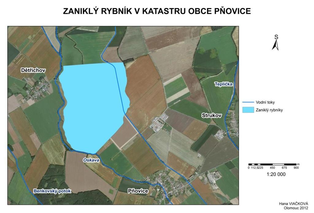 Rybník byl napájen řekou Oskavou. Jeho rozloha byla během období druhého vojenského mapování 179 ha. V současnosti se jeho plocha využívá jako orná půda a vede přes ni silnice z Dětřichova do Pňovic.