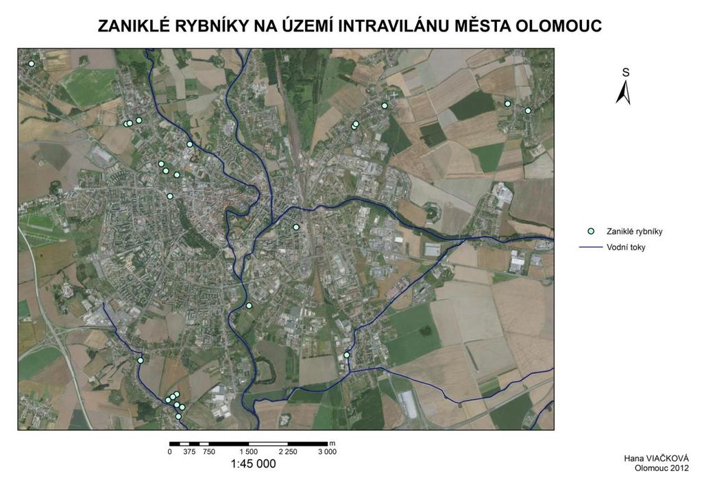 7. 5 Zaniklé rybníky na území intravilánu měst Zaniklé rybníky byly zaznamenány také na území dnešních intravilánů měst Olomouc a Šumperk.