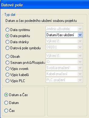 Tip JAKÁ DATOVÁ POLE JSOU V PROGRAMU K DISPOZICI PRO DATUM V ROHOVÉM RAZÍTKU? V rohovém razítku je někdy potřeba několika různých datumů, např.