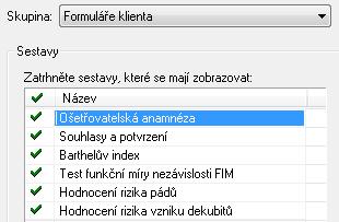 Chcete-li zobrazit danou sestavu, označte ji a klepněte na tlačítko Další > (nebo poklepejte na její název). V následujících oknech nastavte další údaje požadované k vytvoření sestavy (např.