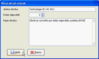 Po kliknutí na nový okruh se zobrazí formulář definice nového okruhu otázek (obr. 3). Zde je třeba zadat jméno okruhu otázek a počet obr.