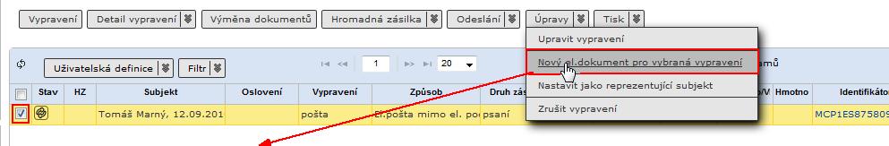 Zadané údaje potvrďte tlačítkem [Uložit]. obr. 115. Vygenerování el. dokumentu nad šablonou k již zaevidovanému dokumentu 4.5.2. Generování el.