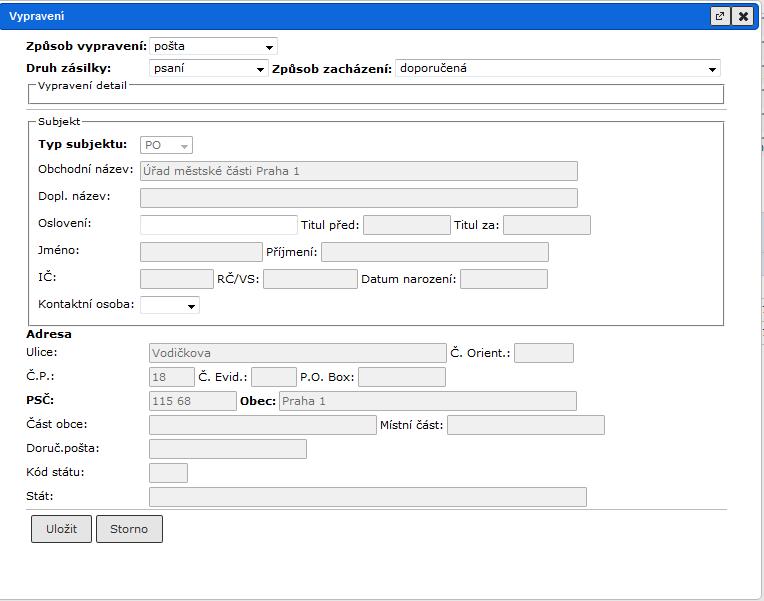 RSV.docx Poznámka: Pro vypravení můžete vytisknout obálky postupem uvedeným v kapitole 4.6.7._Tisk_poštovní_obálky. 4.6.1.