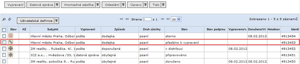 Referent Tímto krokem končí práce referenta (pokud nosí zásilky na podatelnu sám bez součinnosti sekretariátu jinak platí upozornění na začátku tohoto bodu) a pokračování v procesu vypravování