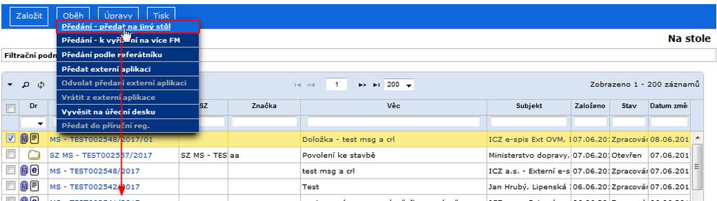 RSV.docx Dokument K vyřízení může předat jen jeho zpracovatel, který je současně držitelem. Tímto nastavením se změní zpracovatel a držitel dokumentu.