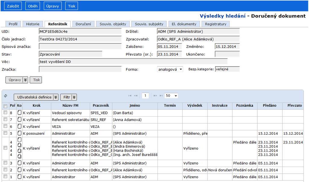 informace o zodpovědnosti za dokument.