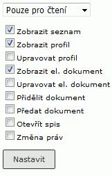 Sekretariát : Chcete-li přidat nové oprávněné funkční místo nebo organizační jednotku, vyberte je v rozbalovacích polích nad seznamem oprávněných FM (lze použít našeptávač).