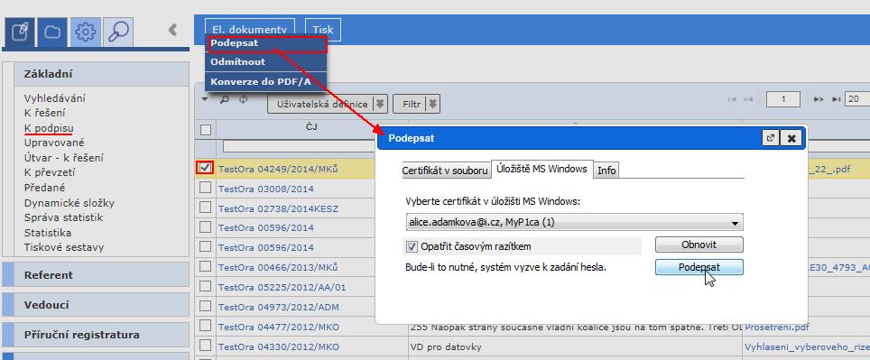 Vedoucí 6.1.1.6. Složka Vedoucí / Převod objektů Složka (Vedoucí Převod objektů zobrazuje zrušená podřízená funkční místa a umožňuje převést jejich agendu na funkční místo jiné.