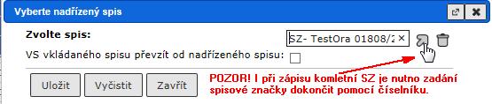 RSV.docx Zadané hodnoty potvrďte tlačítkem [Uložit]. Poznámka: Dle zadaných kritérií se vybírají pouze spisy (superspisy), na které máte oprávnění.